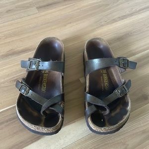 Strappy brown leather Birkenstocks